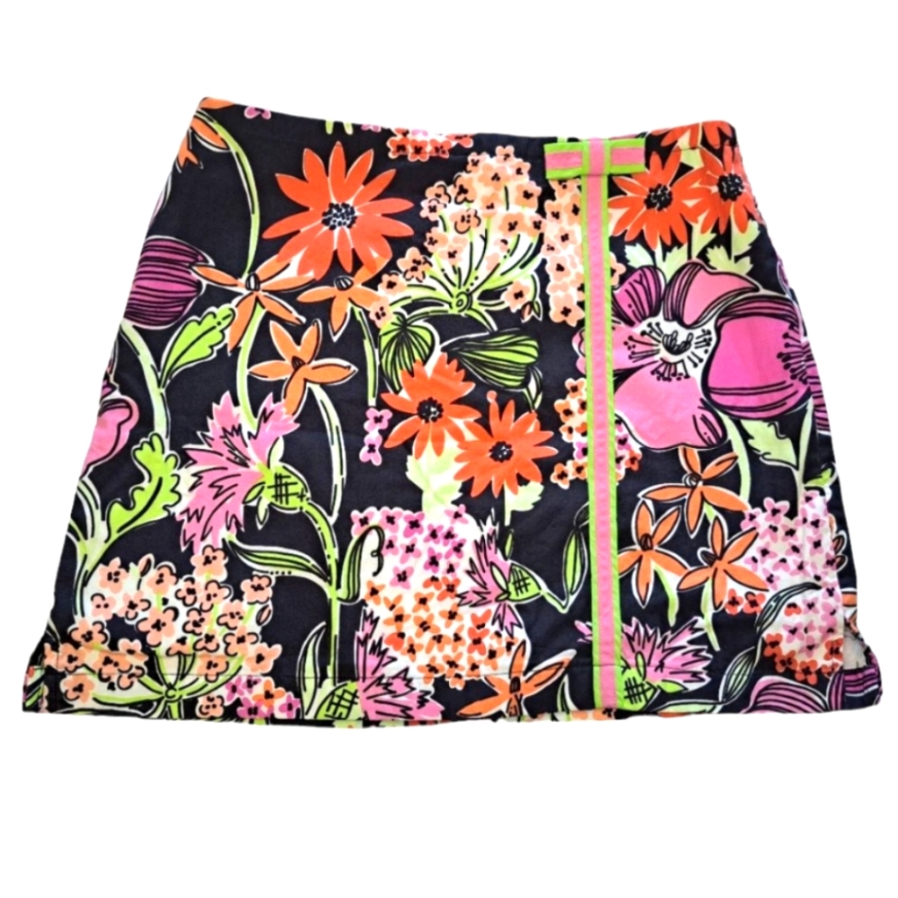 Lilly Pulitzer Black Floral Skort with Bow Size 14